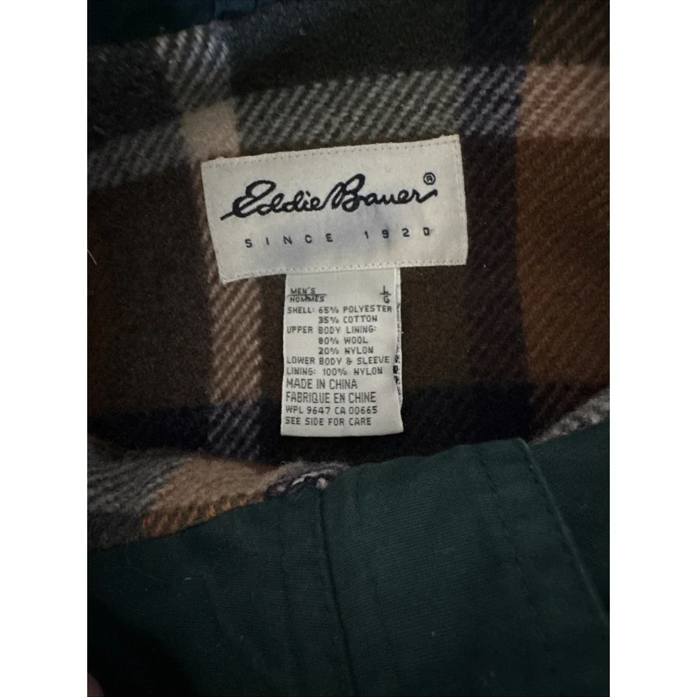 Eddie Bauer Men's Vintage Wool Flannel Lined Mountain Parka Green Large‎ Nice